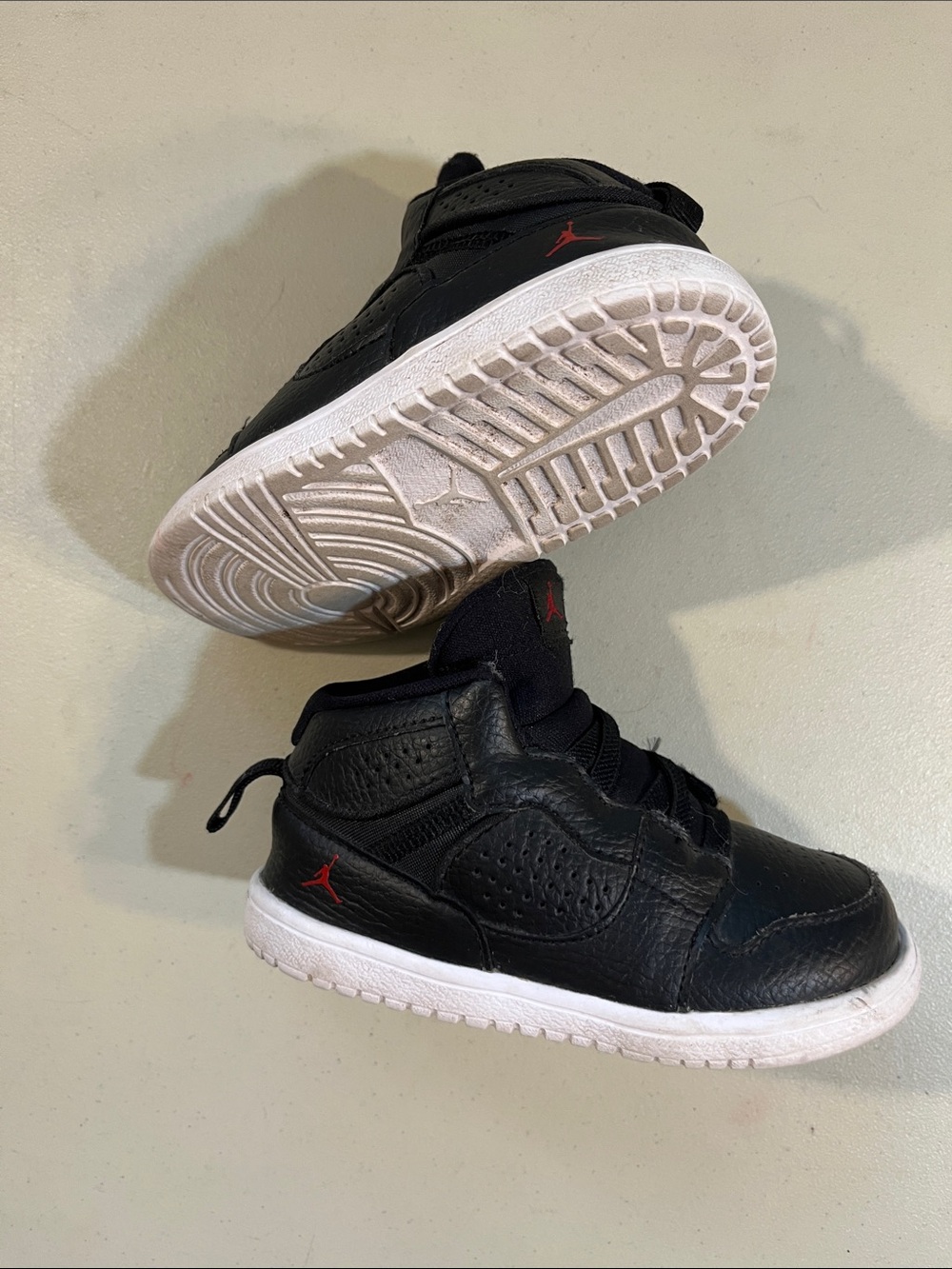 Jordan Kids Black and Red High-Top Sneakers - Picture 4 of 5